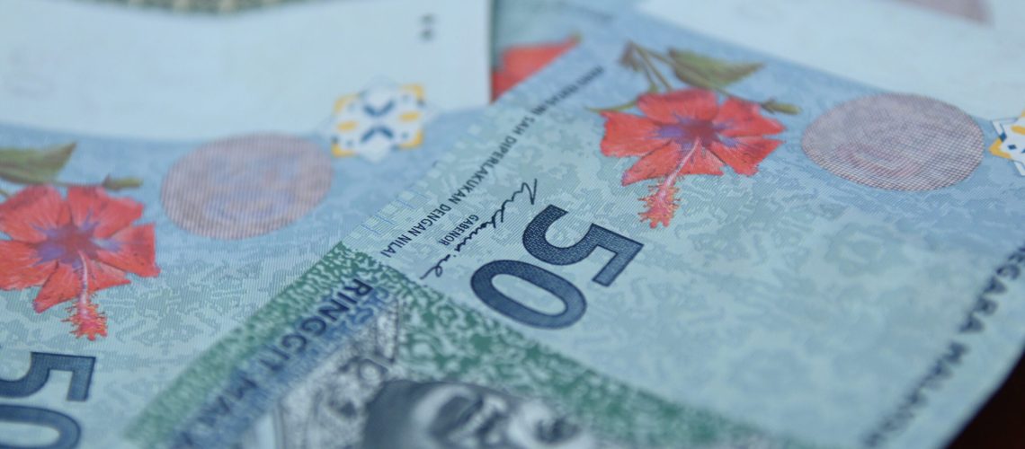 A closeup shot of Malaysian Riggit bills